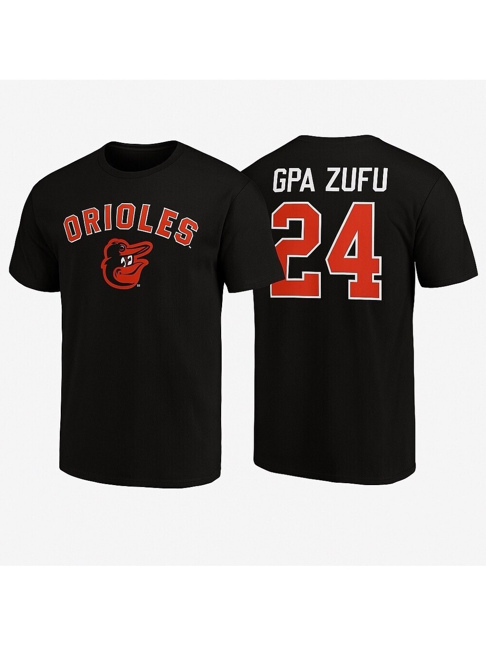 Baltimore Orioles Mens Large Black T-Shirt Fanatics GPA Zufu 24 Custom MLB Tee